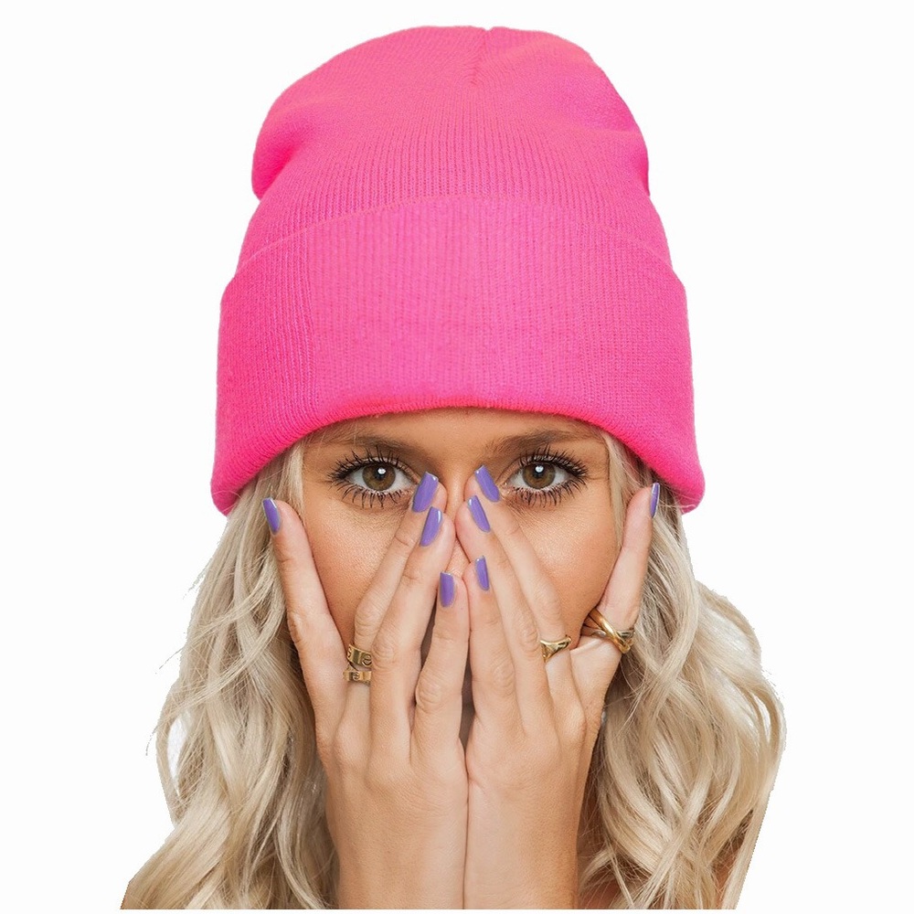 Bright Neon Sugar Pink Beanie - Justin Bieber Pink Hat - Picture 3 of 8